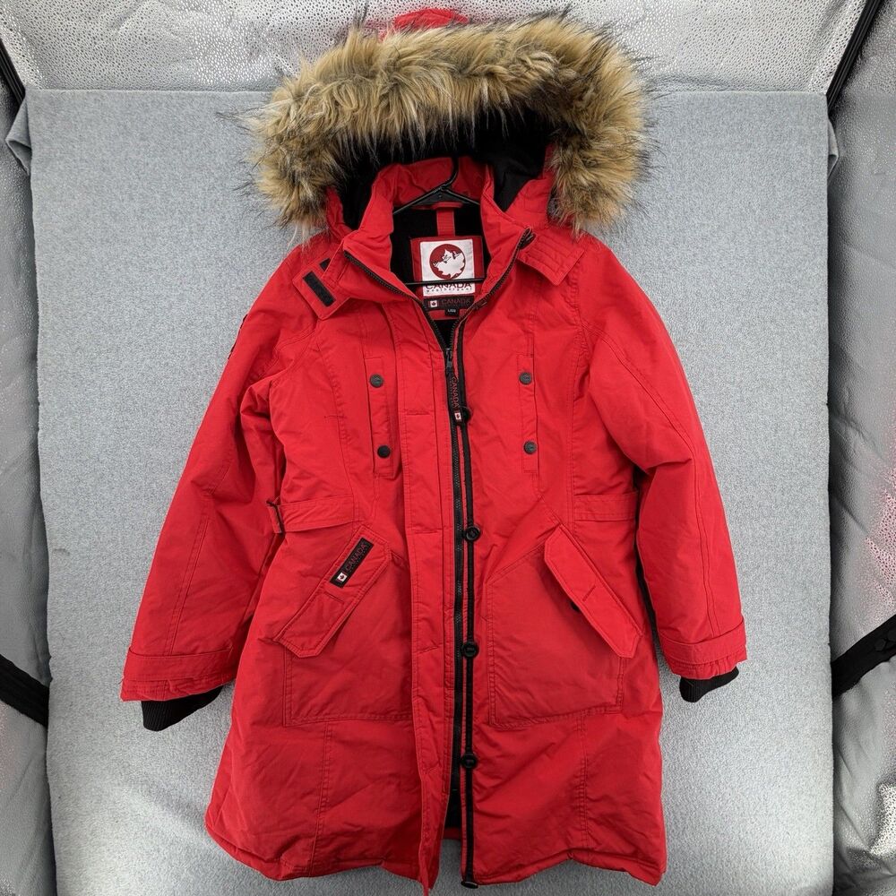 Canada Weather Gear Maintains Warmth Parka Red Coat Jacket Women’s Size L Hood